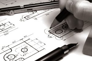 Sample engineering drawing containing geometrical dimensioning and tolerancing data.