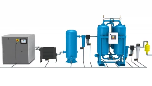 3D illustration of a water separator used to remove the liquid from the compressed air stream downstream of a compressor