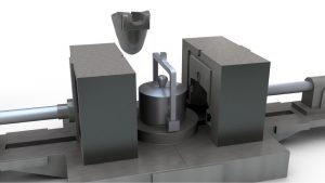 Example of a metal part produced by reusable molds in a gravity die casting process.