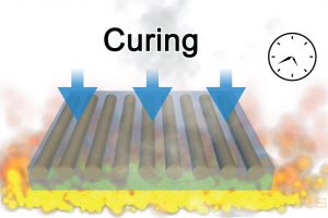 Combined materials that are being cured so synthesis can occur.