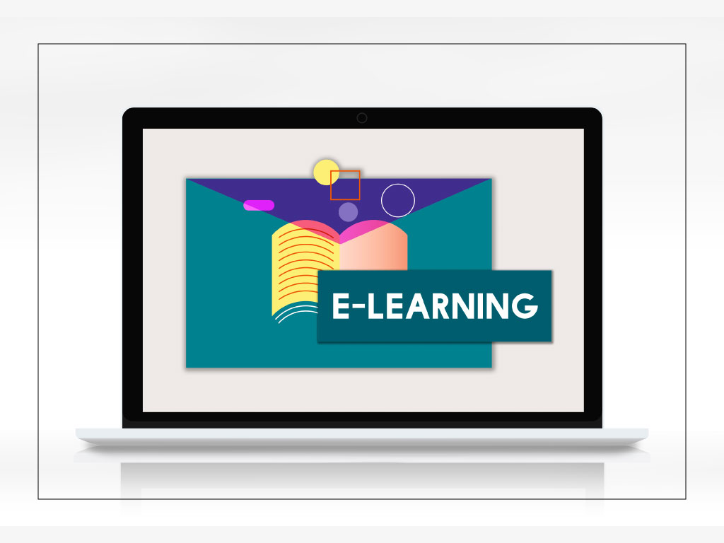 A training program using eLearning on a laptop.