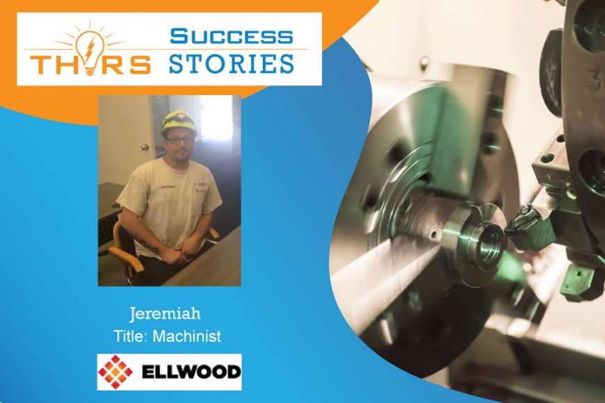 Jeremiah Garris, a machinist with Ellwood National Forge that takes manufacturing training courses with THORS