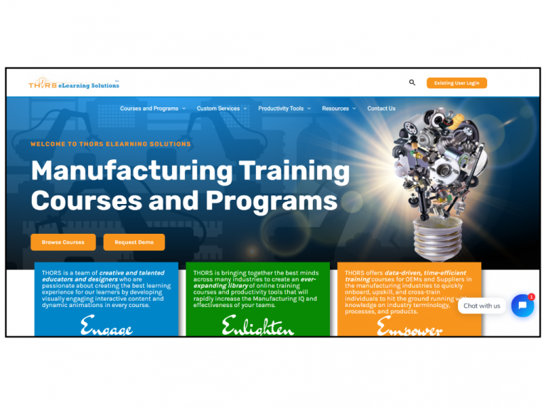 THORS eLearning Solutions website showcases 3 types of eLearning formats.