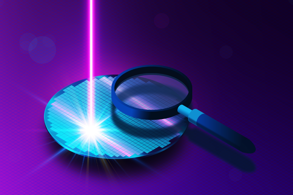 A Semiconductor Wafer Examined for defect detection in semiconductor manufacturing