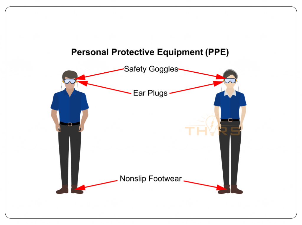 Horizontal machining center (HMC) safety requires wearing the proper personal protective equipment (PPE).