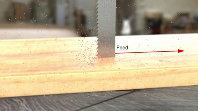 Feed rate is the rate at which a band saw blade moves relative to a material in a given amount of time.