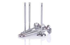 A group of engine valves. shown to introduce a discussion about sustainability in engine valve manufacturing.