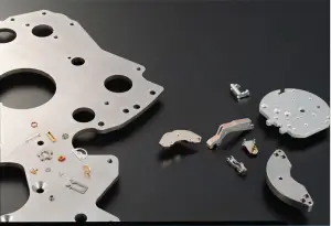A variety of part shapes manufactured using the fine blanking process.